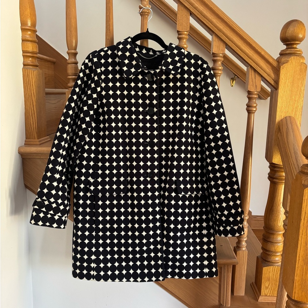 Talbots Black and White Polka Dot Pea Coat